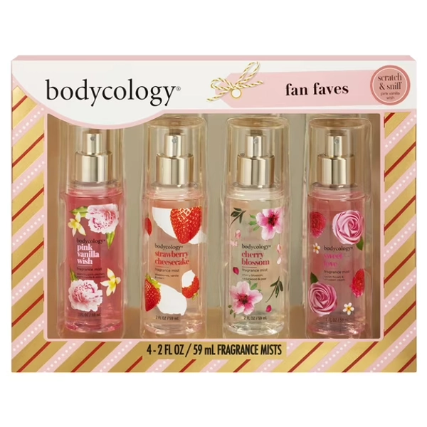 Bodycology Fan Favorite Long Lasting Body Mists, 4 Piece