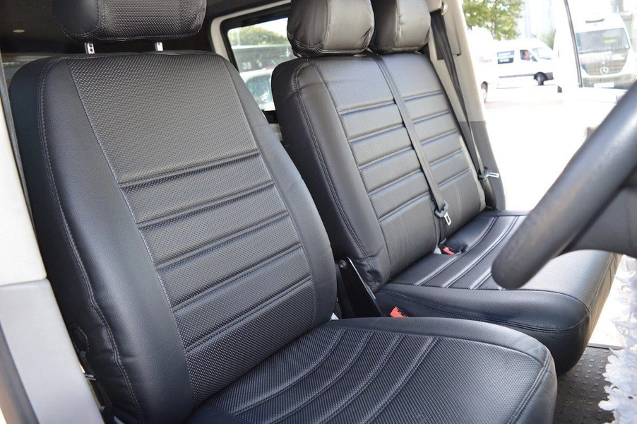 VW T4 Punched Leather Style Seat Covers - Black - Vee Dub