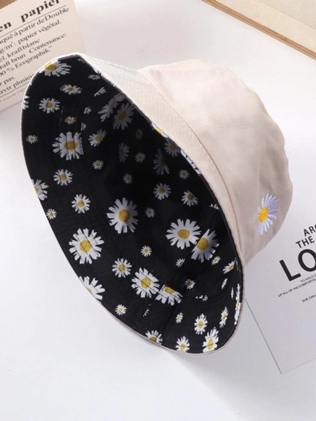 1 pezzo Cappello da pescatore reversibile casual da donna con motivo floreale per uso all'aperto in stile boho