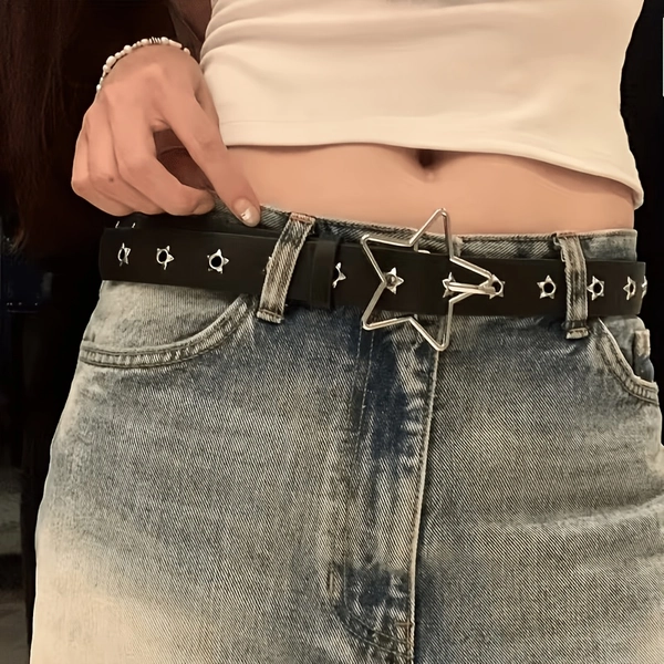 [Punk Rivet Belt] Unisex Punk Belt with Eyelet Rivet Buckle - Women's & Men's Gothic Y2K Style Belt for Hippie Skateboard Outfits, Vintage Accessory for Parties, Daily Wear, Nightlife - Casual and Special Occasions