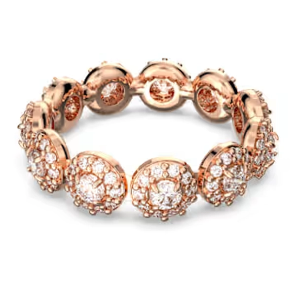 Bague Una Angelic, Taille ronde, Blanche, Placage de ton or rosé