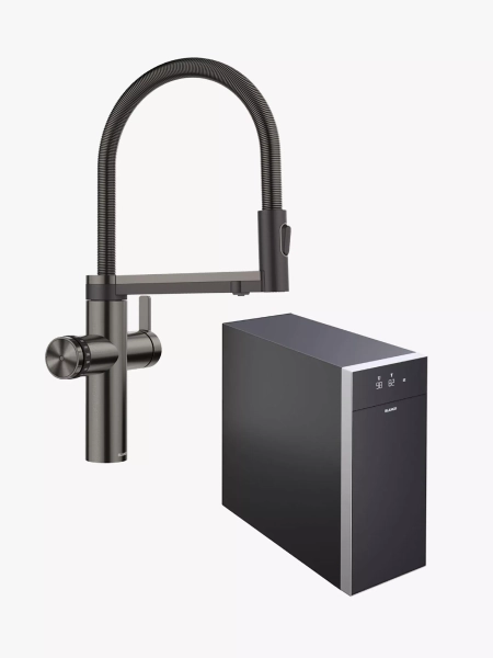 BLANCO Choice Icona Instant Boiling Hot Water Pull-Out Swivel Spout Single Lever Kitchen Tap, Dark Steel