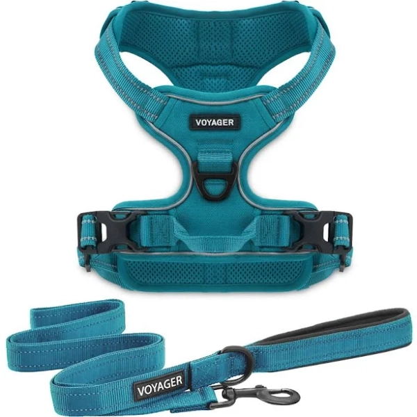 Voyager Dog Harness Dual Leash Attachment No-Pull Control Adjustable Soft Strong Pet Harness for Medium and Large Dogs with 3M Reflective