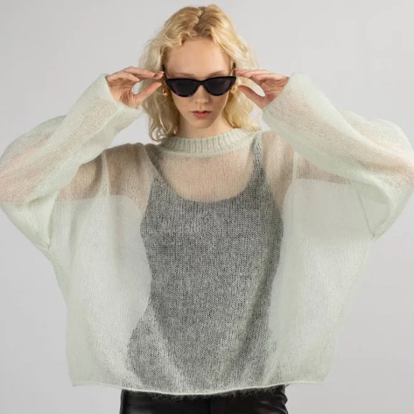 Women's Oversized Fluffy Knit Mohair Sweater