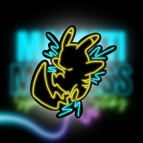 Neon Pikachu Lightning Sticker
