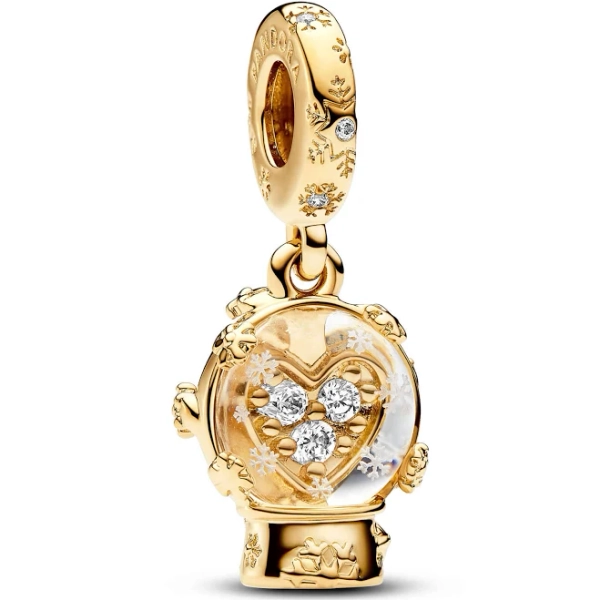 Pandora Heart Snowflake Snow Globe Dangle Charm