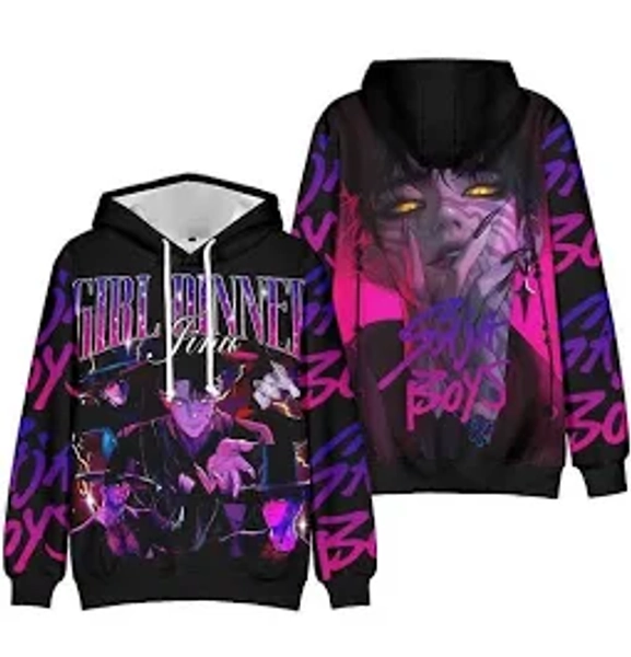 2025 New KPop Demon Hunters Jacket for Men & Women, Loose Fit Casual Print Pullover 4 S
