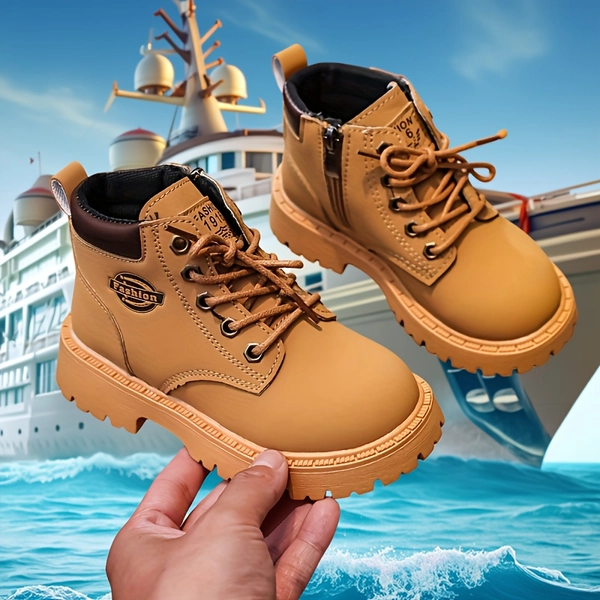 Girls' & Boys' Brown -like Boots with Zipper Closure - All-Season Outdoor Boots with Arch Support, Cushioned Insole & TPR Sole - Perfect for School, Weddings, Halloween - Elegant & Comfortable Boots For Infants & Toddlers, School Footwear