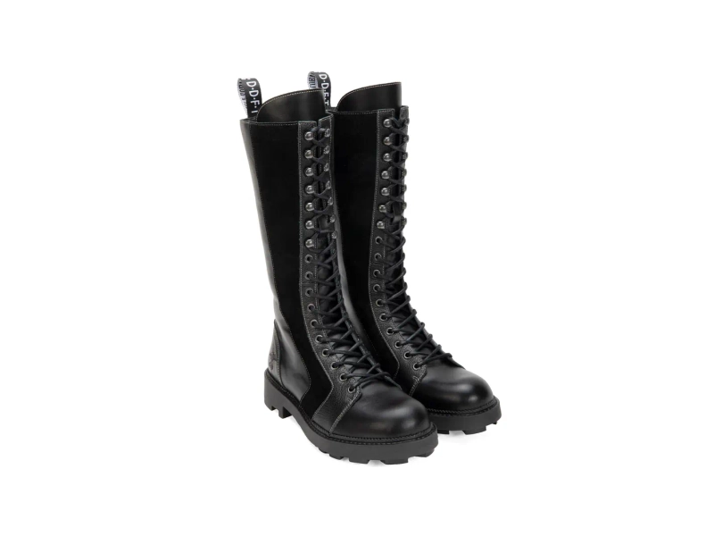 Mega Racer - Black | Tall Retro Lace-Up Boots | Fluevog Shoes