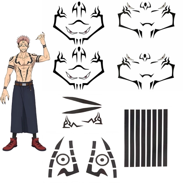 Jujutsu Kaisen Ryomen Sukuna/Yuji Itadori Cosplay Tattoo - Anime-Accurate Face and Full Body Cursed Seal Temporary Tattoo Stickers Replica | ISTARCOSPLAY