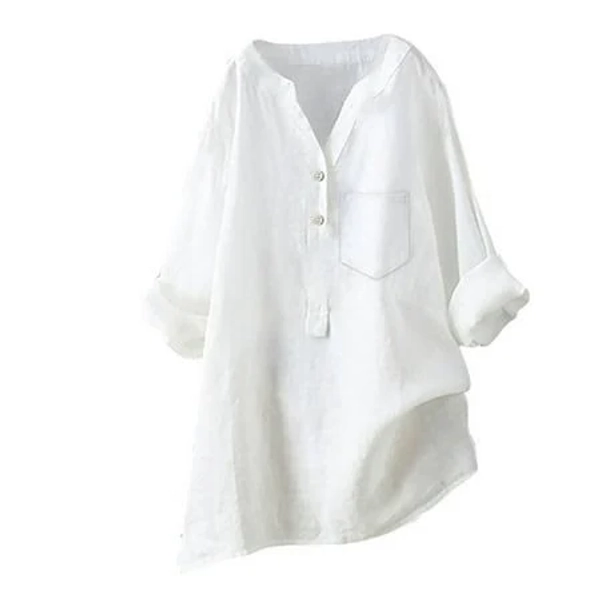 Women's Stand Up Collar Long Sleeved Cotton Shirt