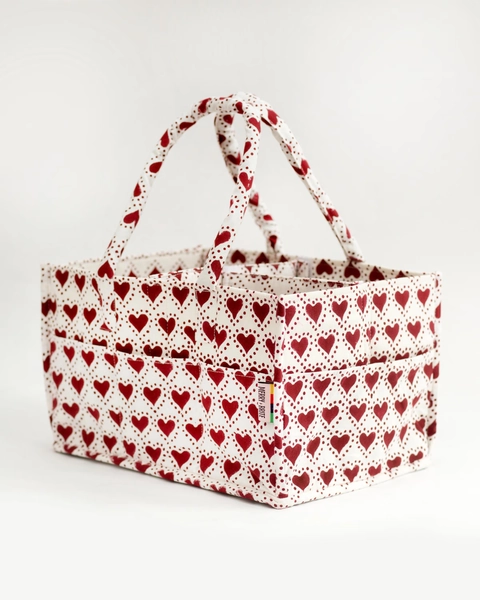 Heart Print Nappy Caddy