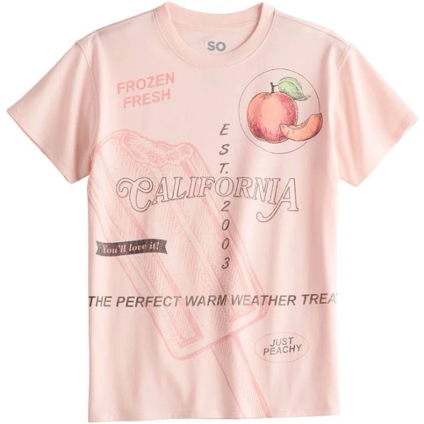 Just Peachy Treat Girls' Oversized Graphic Short Sleeve Tee