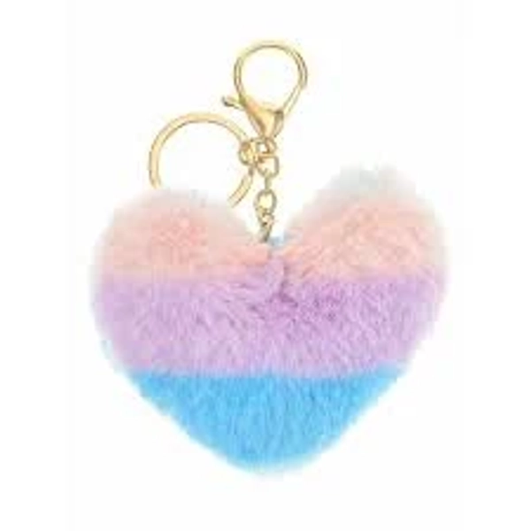 No Boundaries Women's Plush Heart Keychain & Backpack Clip - Multicolored