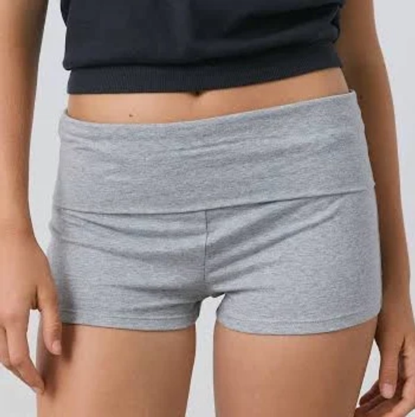 Out From Under Bec Foldover Shorts in Grey Cotton, Women's XL at Urban Outfitters