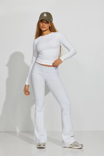 Soft Cotton Fold Over Flare Pants