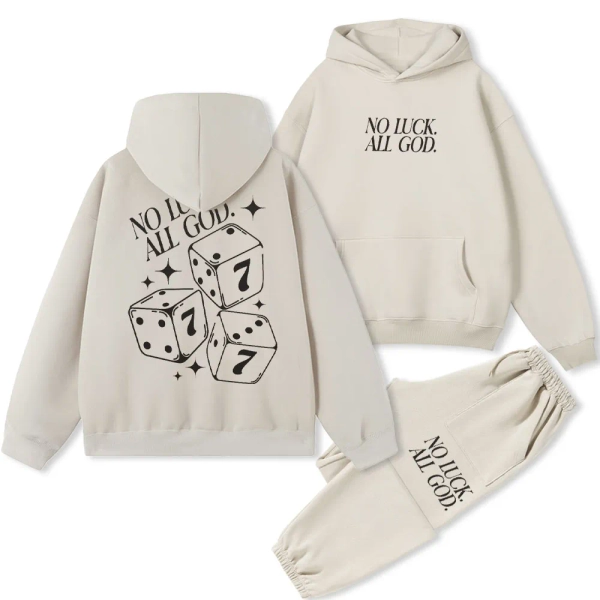 No Luck All God Christian Fleece Hoodie Set