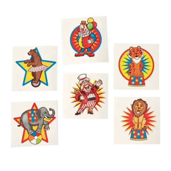 1 1/2 Bulk 72 Pc. Carnival Under the Big Top Temporary Tattoos    