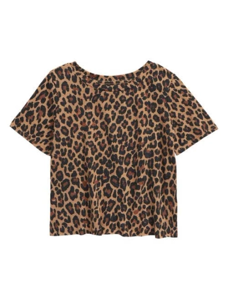 Love, Fire Girls' Boxy Leopard Print T-Shirt