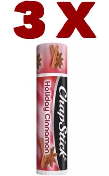 CHAPSTICK HOLIDAY CINNAMON, (3 PK) BRAND NEW/FACTORY SEALED TUBES!