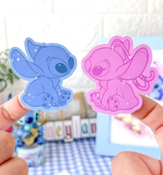 Stitch Matte Holographic Sticker Stitch and Angel