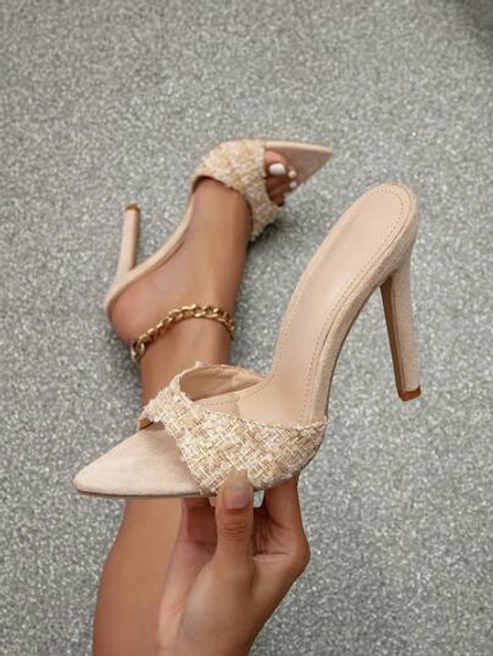 alla moda Sandali per tweed banda singola Sandali con tacco a spillo