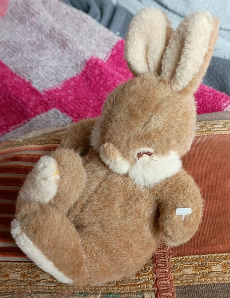 Vintage Gemini Sofftees Softies Sleeping Baby Bunny Rabbit  Soft Toy 1980's