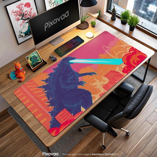 Godzilla Atomic Breath Mouse Pad - Kaiju City Destruction Gaming Mat, Monsterverse Desk Decor, Anime Sci-Fi Gift