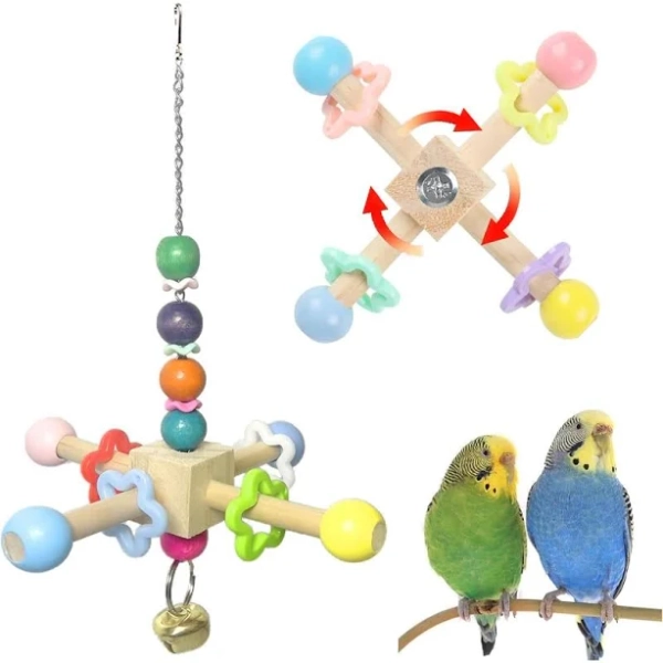 2pcs Bird Spinner Toys for Parrots with Bells