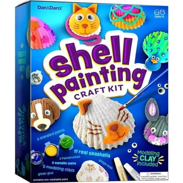Dan&Darci Kids Sea Shell Painting Kit Arts & Crafts Gifts for Boys and Girls