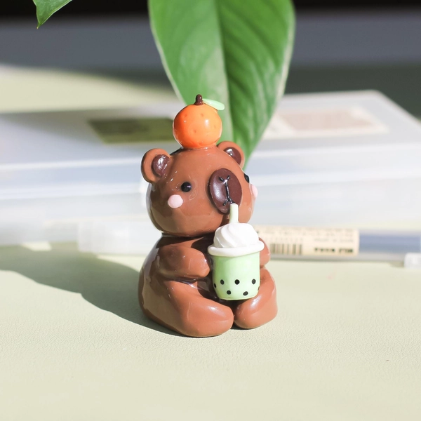 Boba-Bara Figurine: Handmade Capybara Clay Desk Decor