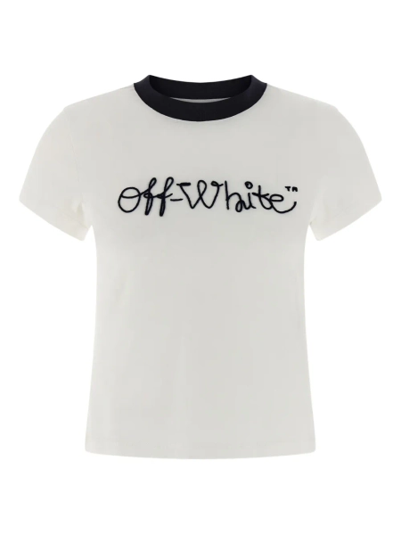 Off-White Script logo-embroidered T-shirt | White | FARFETCH