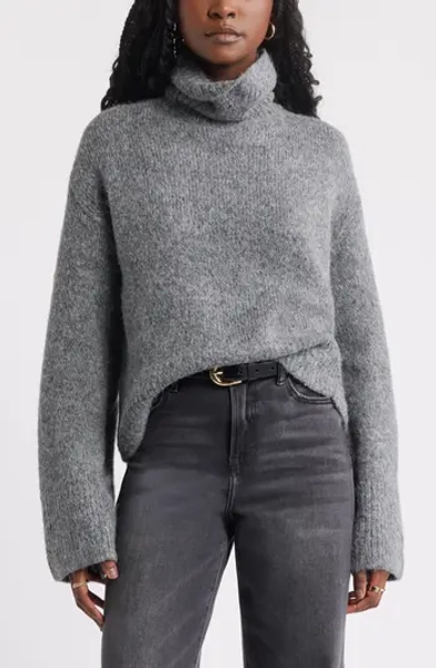 Fuzzy Turtleneck Sweater