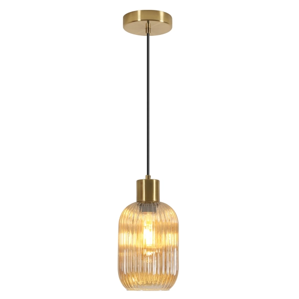 Suspension Luminaire En Verre Ambré, Finition Cuivre, Douille E27, Lampe Suspendue Moderne Pour Salon Cuisine Salle À Manger Chambre, GOECO
