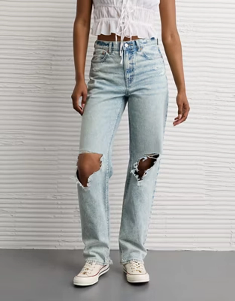 AE Strigid Ripped Super High-Waisted Baggy Straight Jean