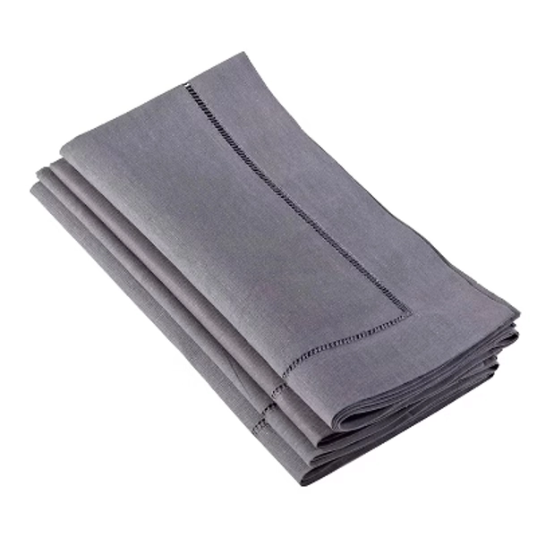 Saro Lifestyle Hemstitched Dinner Napkins Slate (Set of 4):  20x20 Inch Polyester, Machine Washable Cloth Napkins