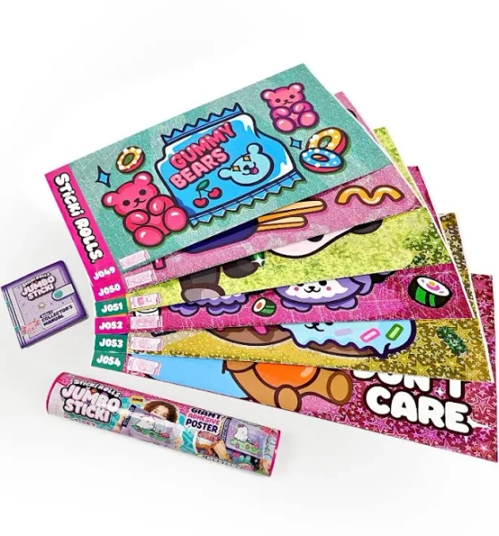 Sticki Rolls Jumbo Stickies 6-pack Capsule 72 Giant Re-stickable Foil