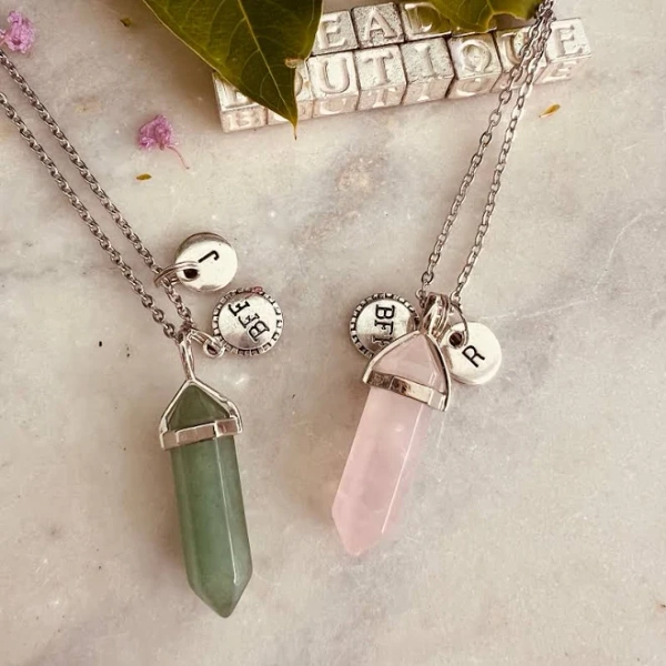 Crystal Best Friends Initial Necklace