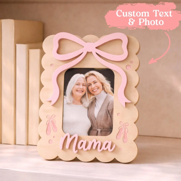 Custom Mama Picture Frame Pink Bow Photo Frame Mother's Day Gift Personalized Mom Gift Baby Girl Nursery Decor