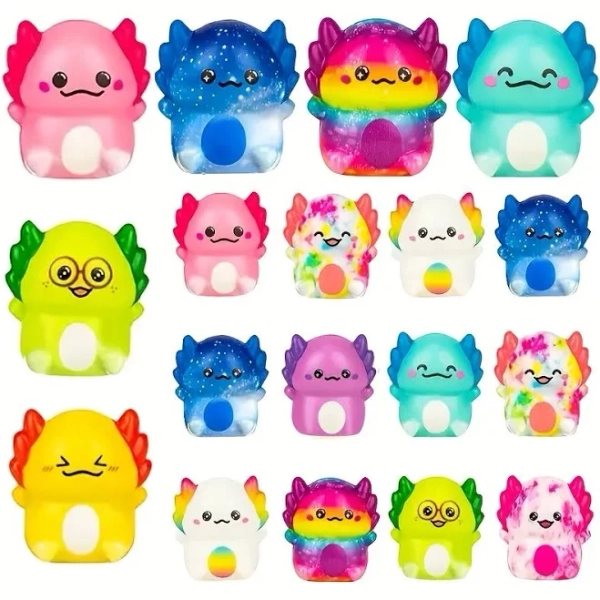 !!12/24PCS Kids Adult Mini Kawaii Newt Cute Stress Relief Squeeze Toys Random Slow Rising Toy