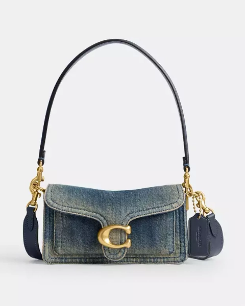 Laiton/Indigo foncé Sac épaule Tabby 20 En Denim De Coton Régénéré