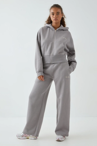 DSGN Studio Deep Hem Boxy Crop Zip Through Hooded Tracksuit