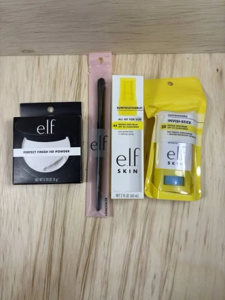 E.l.f. 4 Pc Set - Perfect Hd Powder+concealer Brush+sun Screens Stick