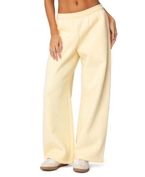 Edikted Womens Bonney Bow Detail Sweatpants - Yellow
