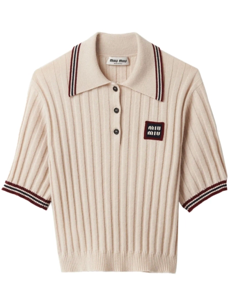 Miu Miu ribbed-knit cashmere polo shirt | 36