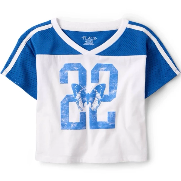 The Children's Place Girls Cropped Quick Dry Mesh Football Tee