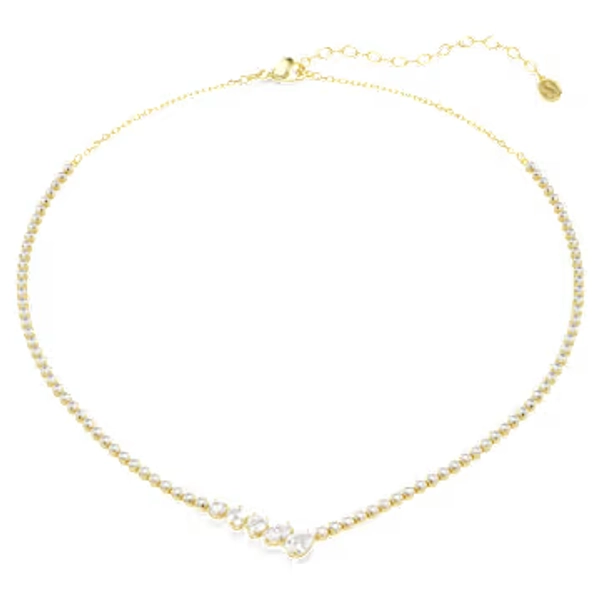 Mesmera necklace, Mixed cuts, White, 18K gold finish