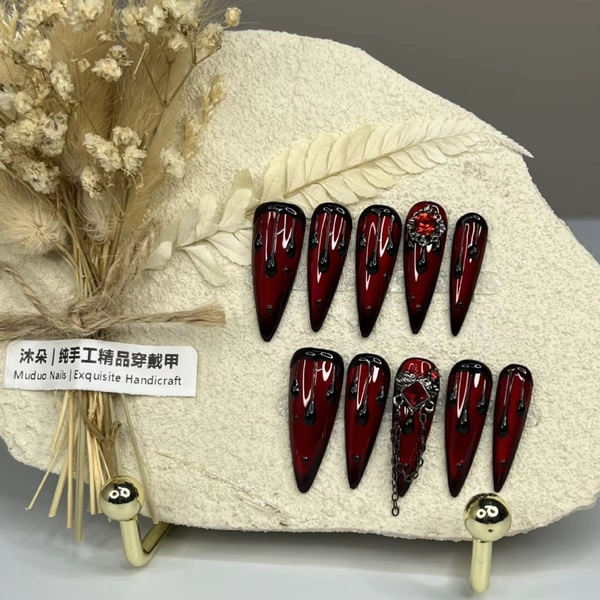 10Pcs Halloween Blood Drop Press-On Nails