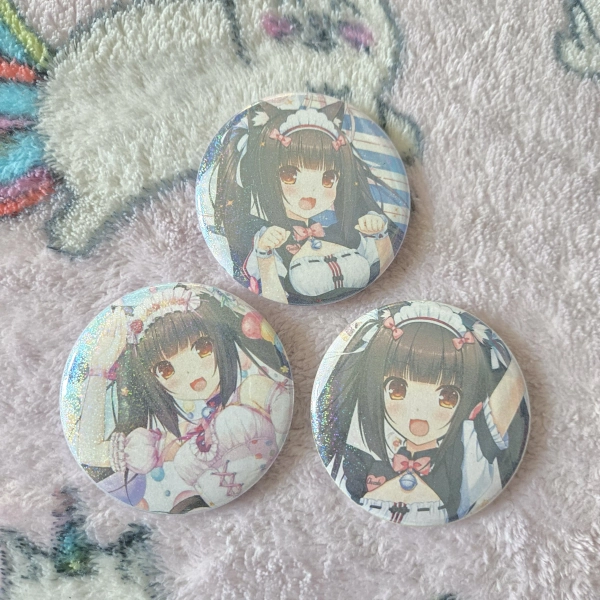 Set Of 3 NEKOPARA Chocola holographic Pins