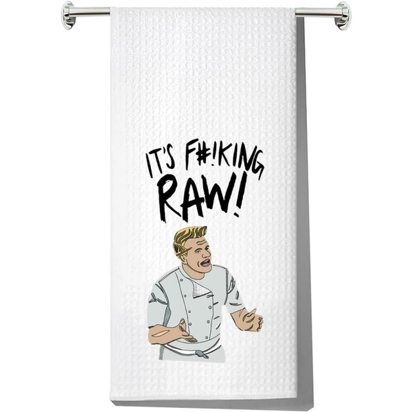 [Chef Ramsay | Highly Absorbent] Chef Ramsay "It's Raw" Kitchen Towel - 1pc Highly Absorbent, Decorative, Dishwashing & Hand Drying, Housewarming Gift for Friends, Mom, Neighbor, Birthday